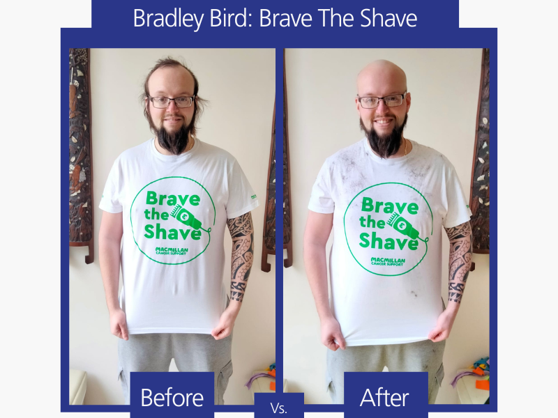Before and after of Brad's 'Brave The Shave'